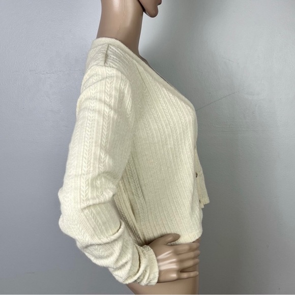 SAYLOR REVOLVE BEIGE POINTELLE KNIT CARDIGAN - Picture 5 of 9